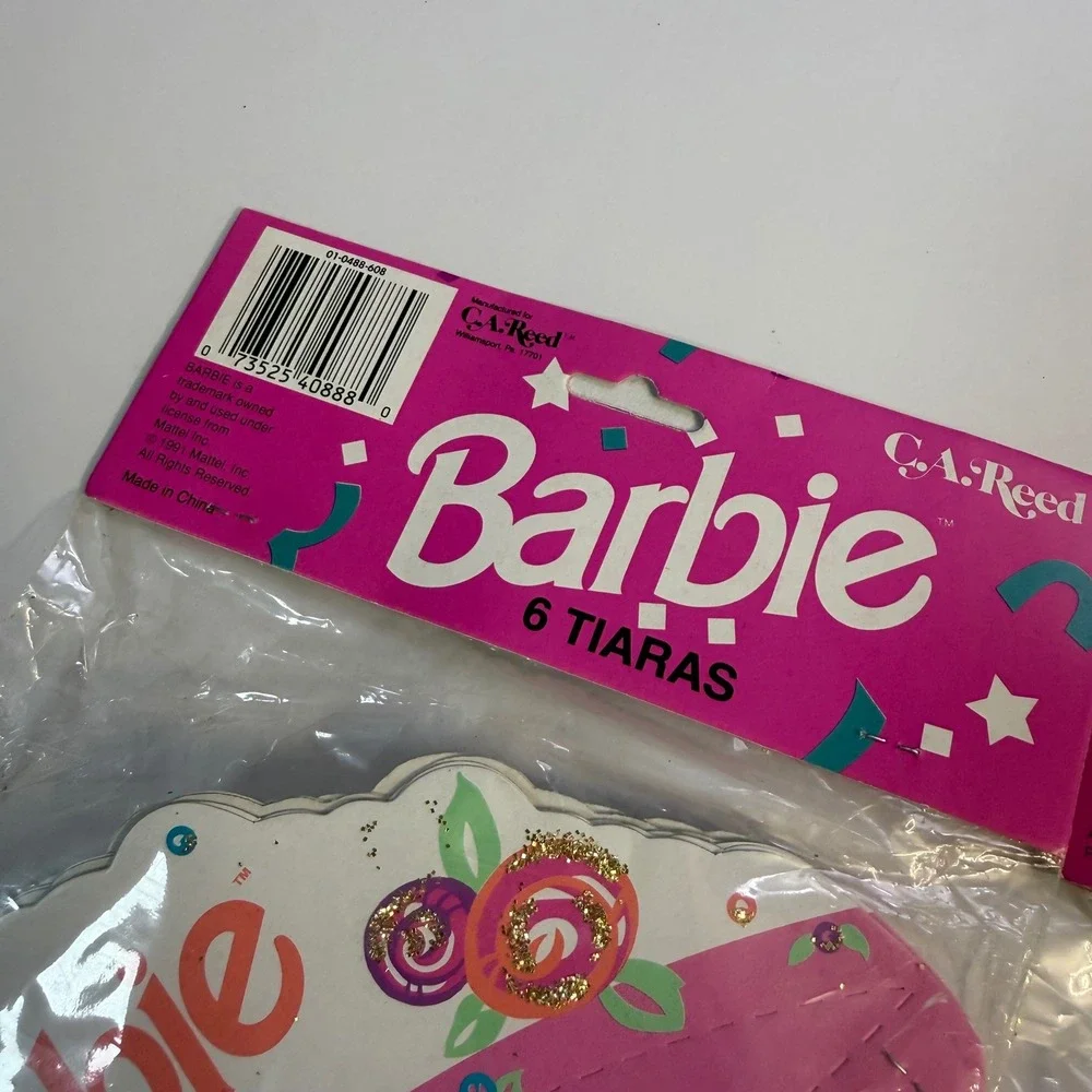New Vintage Pack Of 6 Barbie Party Tiaras Crowns Princess Birthday Favor 1991